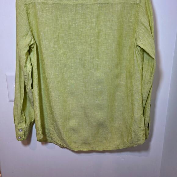 Tommy Bahama Womens 100% Linen Button Down Shirt Lime Green Long Sleeve L Pocket - Picture 6 of 11